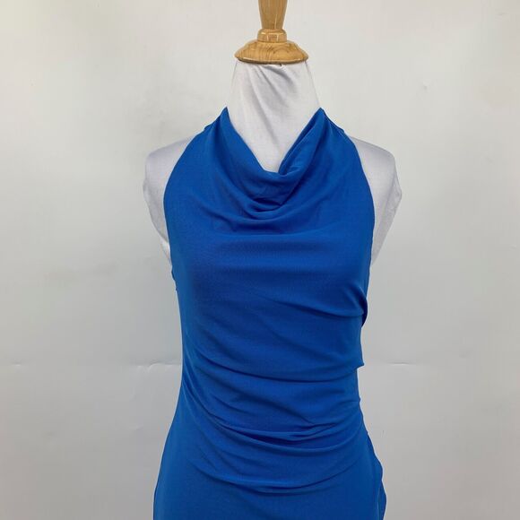 Hello Molly Dress Womens S Small Astral Cowl Neck Ruched Bodycon Side Zip Midi - Picture 3 of 13